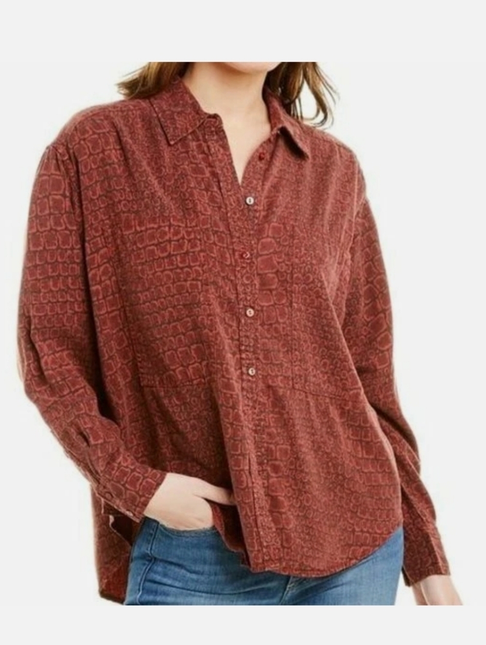 Current Elliot Maroon Croc Shirt